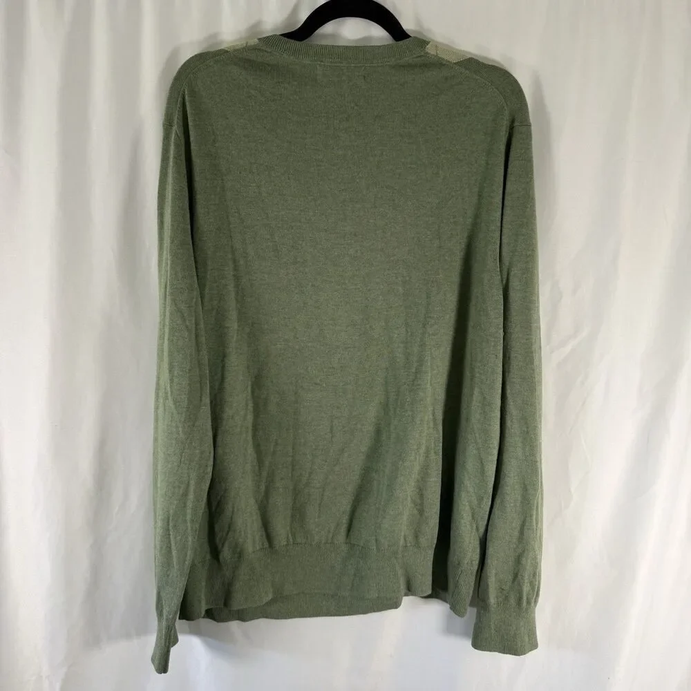 Banana Republic Silk Cashmere Blend Sweater Men's XL Green Hatch Lightweight